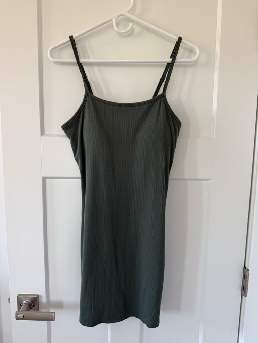 Simple Ribbed Slip Dress - Sage Green
